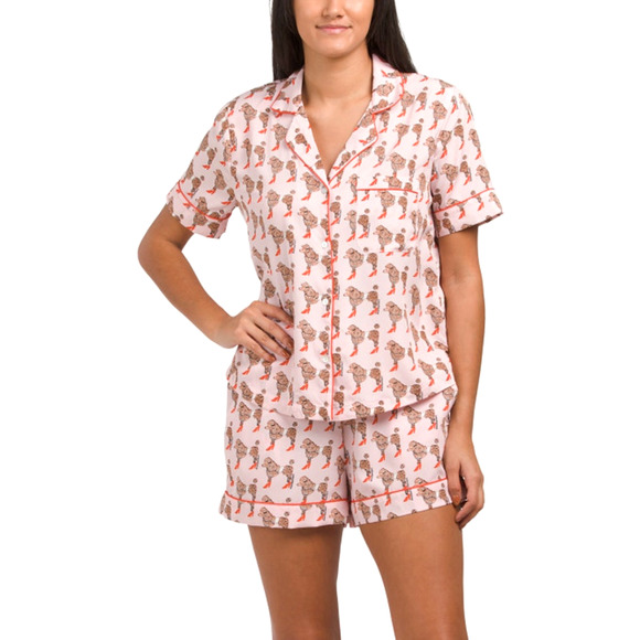 Pink Poodle Pajama Shorts Set Size SMALL by Bouffants & Broken Hearts New - Picture 8 of 16